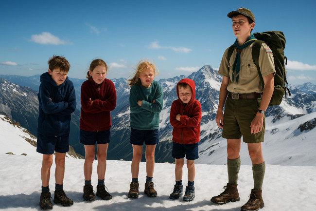 Children freezing in the mountains